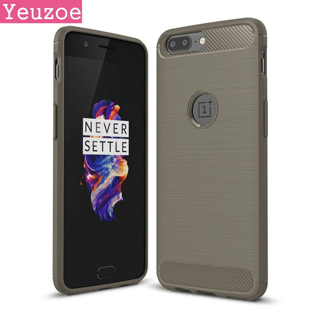 

Yeuzoe Fashion For One plus 5 Case soft TPU Silicon Black For Coque Oneplus 5 case Shockproof Armor Cover Case Fiber Brushed
