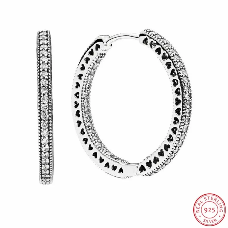 925 Sterling Silver Cut-out Classic Hearts of Brand Hoop Earrings for Women with Glittering Clear Cubic Zirconia 27mm FLE102
925 Sterling Silver Cut-out Classic Hearts of Brand Hoop Earrings for Women with Glittering Clear Cubic Zirconia 27mm FLE102