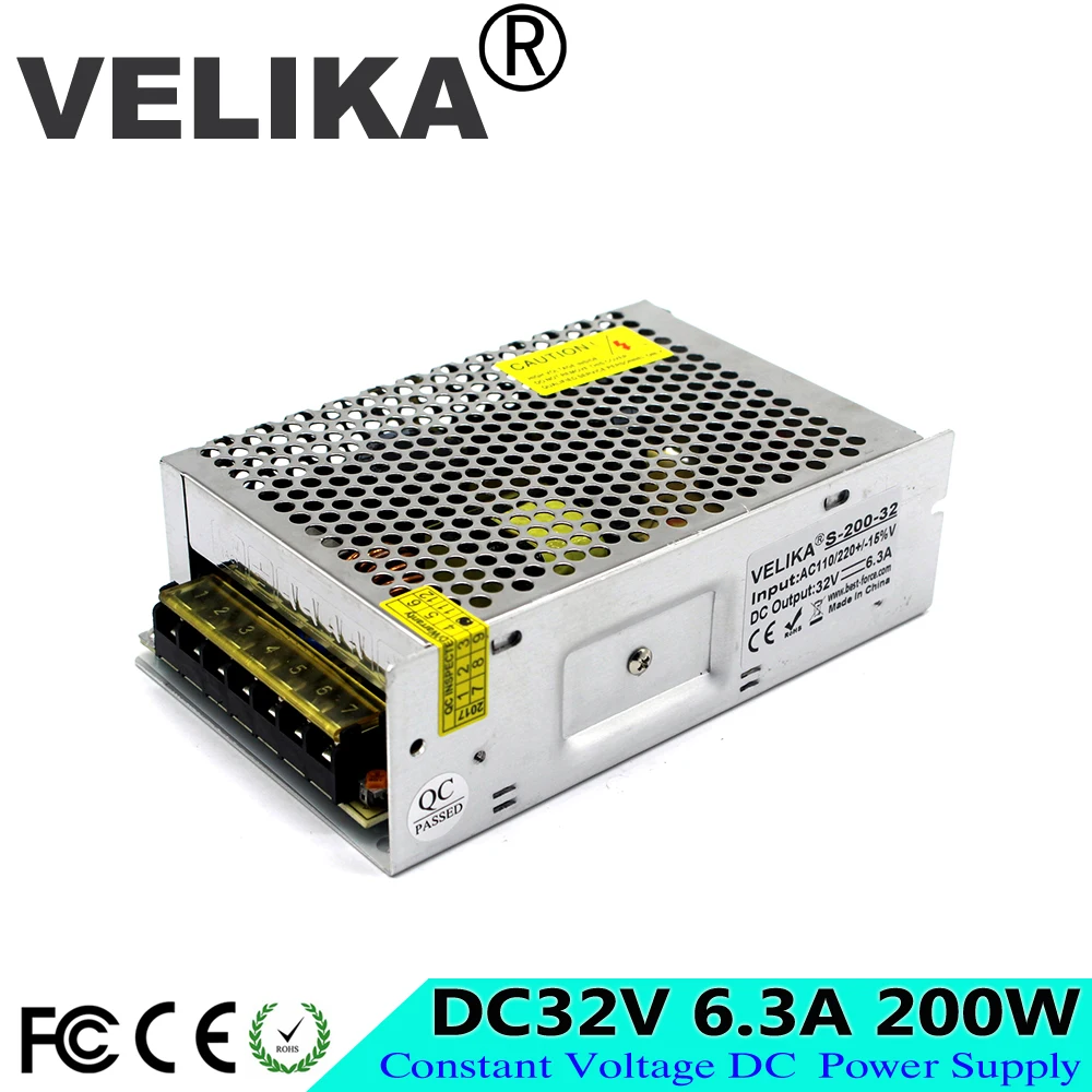 Single Output 32V 6.3A 200W Switching Power Supply Source Transformer 110V 220V AC DC32V SMPS LED Driver For CNC CCTV AV Light
Single Output 32V 6.3A 200W Switching Power Supply Source Transformer 110V 220V AC DC32V SMPS LED Driver For CNC CCTV AV Light
