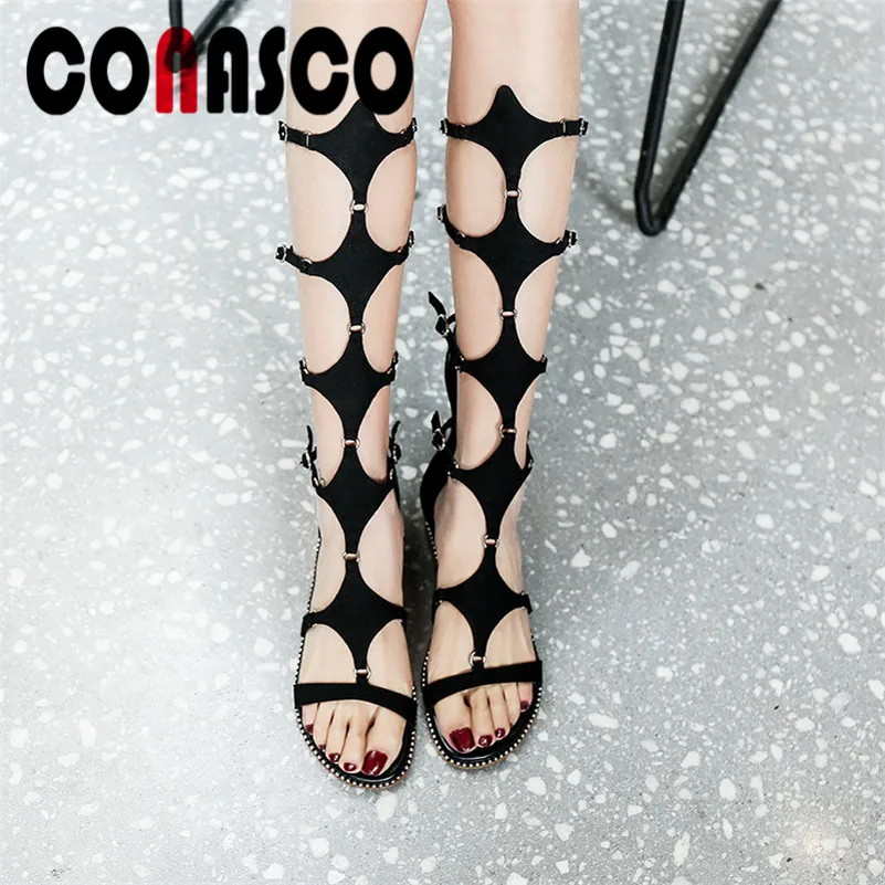 CONASCO fashion summer boots women new brand high quality low heels summer sandals prom party shoes back zipper Sexy High boots
CONASCO fashion summer boots women new brand high quality low heels summer sandals prom party shoes back zipper Sexy High boots
