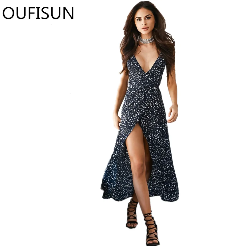 Oufisun 2019 Summer Boho Floral Print Beah Dress Sexy V-neck Sleeveless Backless Party Dress Women Spaghetti Strap Long Dresses
Oufisun 2019 Summer Boho Floral Print Beah Dress Sexy V-neck Sleeveless Backless Party Dress Women Spaghetti Strap Long Dresses