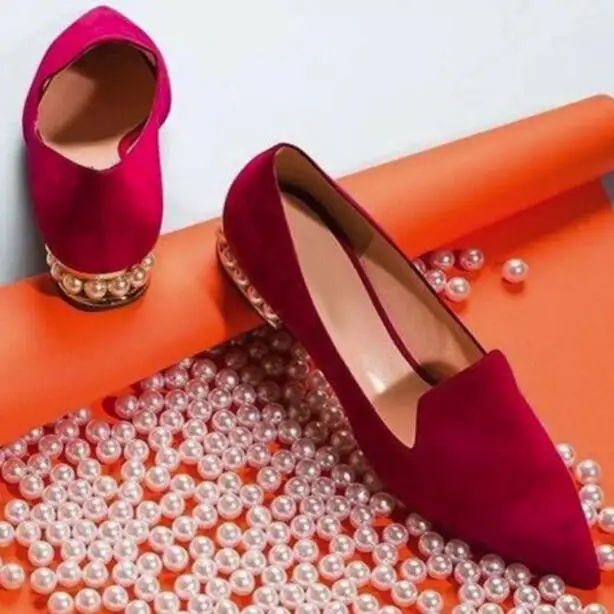 Hot Red Suede Leather Women Fashion Pearl Flats Sexy Pointy Toe Ladies Slip On Ballet Flats Elegant Style Female Flats Size 41
Hot Red Suede Leather Women Fashion Pearl Flats Sexy Pointy Toe Ladies Slip On Ballet Flats Elegant Style Female Flats Size 41
