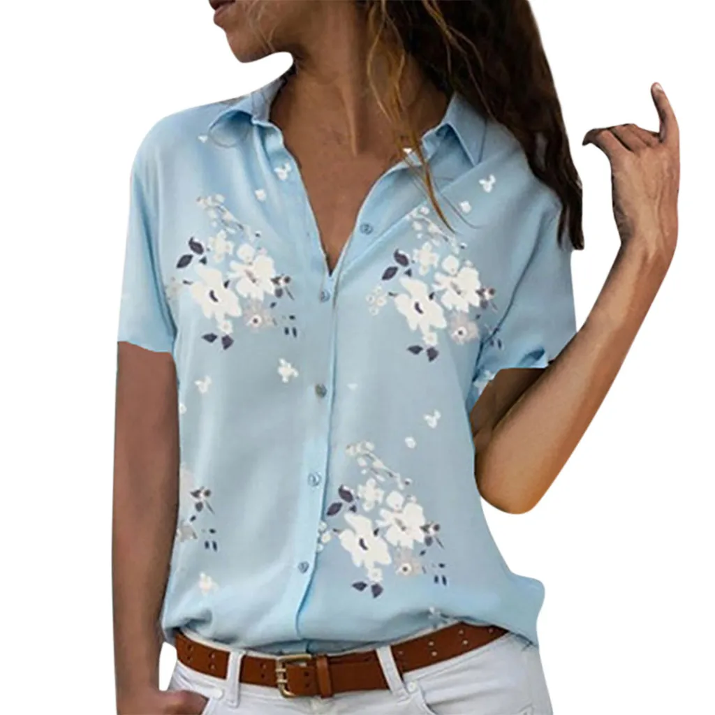 Plus Size Floral Print Loose Shirt V-Neck Button Short Sleeve Blouse Fashion Regular Pullover Tops Camisa Feminina#Y5
Plus Size Floral Print Loose Shirt V-Neck Button Short Sleeve Blouse Fashion Regular Pullover Tops Camisa Feminina#Y5