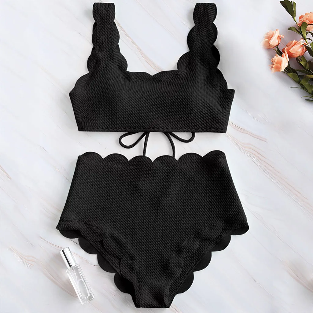 SAGACE Women Scalloped Textured High Waisted Bikini Set Solid Two Pieces Beach Bathing Suits Swimwear Lace Up Biquinis Bathing
SAGACE Women Scalloped Textured High Waisted Bikini Set Solid Two Pieces Beach Bathing Suits Swimwear Lace Up Biquinis Bathing