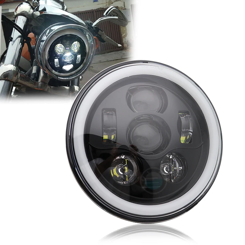 Black/Chrome 7 inch Motorcycle led headlight 45W led light bulb Halo Angel eyes H4 White DRL Amber Headlamp Car Accessories
Black/Chrome 7 inch Motorcycle led headlight 45W led light bulb Halo Angel eyes H4 White DRL Amber Headlamp Car Accessories