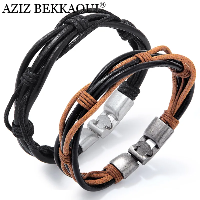 AZIZ BEKKAOUI Retro Brown/Black Bracelets Fashion Jewelry Multi Layers Leather Bracelet for Men Wristband Bracelets Best Gift
AZIZ BEKKAOUI Retro Brown/Black Bracelets Fashion Jewelry Multi Layers Leather Bracelet for Men Wristband Bracelets Best Gift