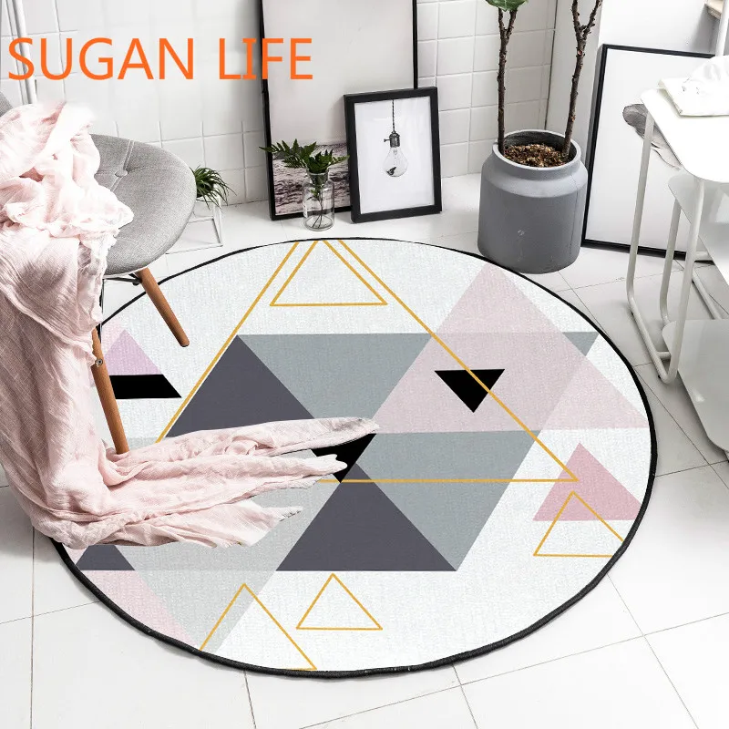 Fashion Scandinavian Round Brief Triangles Pink Grey Decorative Carpet Chair Baby Crawl Pad Door Mat Parlor Living Room Area Rug
Fashion Scandinavian Round Brief Triangles Pink Grey Decorative Carpet Chair Baby Crawl Pad Door Mat Parlor Living Room Area Rug