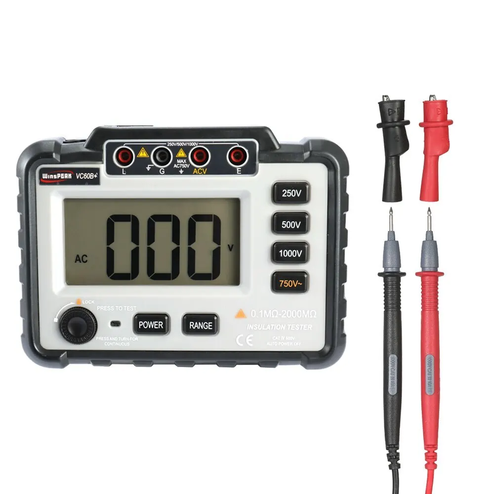 Insulation Resistance Tester Low Loss High Ratio Insulation Meter Digital Ohmmeter Megameter 250V/500V/1000V DC Voltage Output
Insulation Resistance Tester Low Loss High Ratio Insulation Meter Digital Ohmmeter Megameter 250V/500V/1000V DC Voltage Output