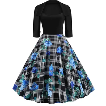 Floral Print High Waist Vintage Dress Women 2019 Autumn Winter Rockabilly Black Patchwork A-Line Office Party Dresses Robe femme
Floral Print High Waist Vintage Dress Women 2019 Autumn Winter Rockabilly Black Patchwork A-Line Office Party Dresses Robe femme