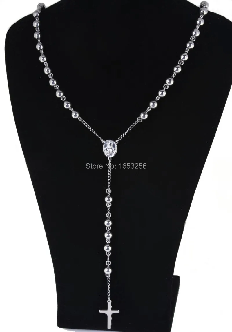 New 6mm Round Ball 26''+5'' High Polished Rosary Chain Pure Stainless Steel Crucifix Cross Necklace For Fashion Gifts Jewelry
New 6mm Round Ball 26''+5'' High Polished Rosary Chain Pure Stainless Steel Crucifix Cross Necklace For Fashion Gifts Jewelry