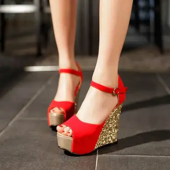 Summer Tideway Nice Women Wedges Sandals High Heels Open Toe Shoe Scrub Paillette Red Wedding Shoes Bridal Shoes Female
Summer Tideway Nice Women Wedges Sandals High Heels Open Toe Shoe Scrub Paillette Red Wedding Shoes Bridal Shoes Female