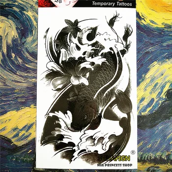 SHNAPIGN Black Koi spray Temporary Tattoo Body Art, 12*20cm Flash Tattoo Stickers,Waterproof Fake Tatoo Henna Tatto Wall Sticker
SHNAPIGN Black Koi spray Temporary Tattoo Body Art, 12*20cm Flash Tattoo Stickers,Waterproof Fake Tatoo Henna Tatto Wall Sticker
