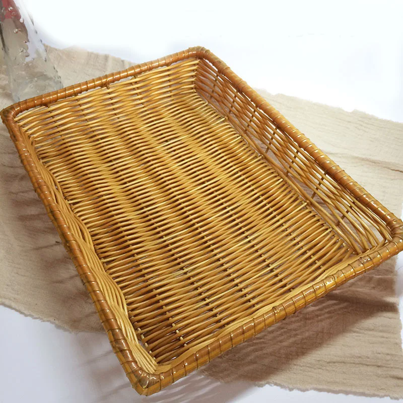 Bread Basket Imitation Rattan Fruit Basket Display Rectangle Rattan Fruit Plate Kitchen Vegetable Plastic Handicraft Basket Gift
Bread Basket Imitation Rattan Fruit Basket Display Rectangle Rattan Fruit Plate Kitchen Vegetable Plastic Handicraft Basket Gift