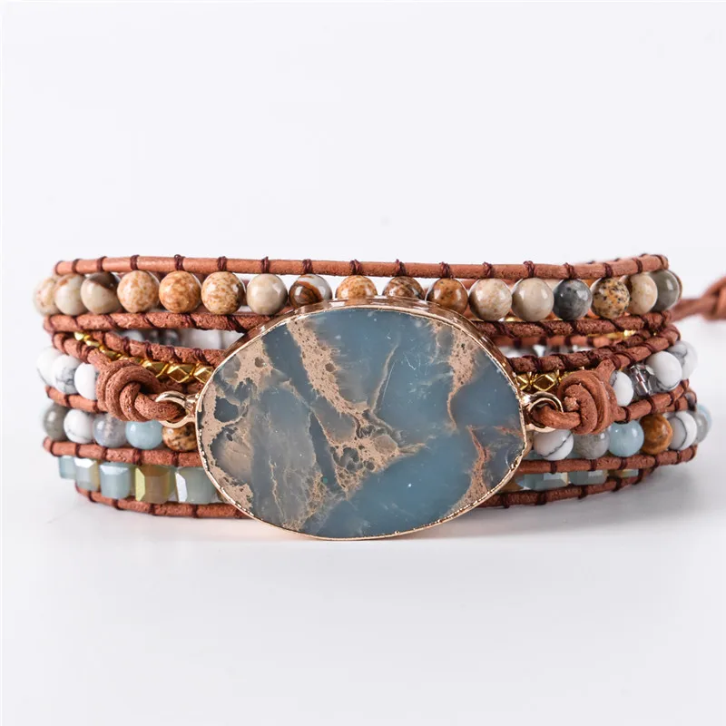 Natural Stone Bracelet Boho 5X Leather Friendship Wrap Bracelet Boho Chic Jewelry Bohemian Bracelet Drop Shipping
Natural Stone Bracelet Boho 5X Leather Friendship Wrap Bracelet Boho Chic Jewelry Bohemian Bracelet Drop Shipping