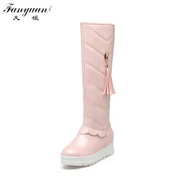 Hot 2017 Women's Elegant Platform Shoes Height Increasing Slip-On Solid Boots with Tassel Pendant Female's Plush Knee High Boots
Hot 2017 Women's Elegant Platform Shoes Height Increasing Slip-On Solid Boots with Tassel Pendant Female's Plush Knee High Boots