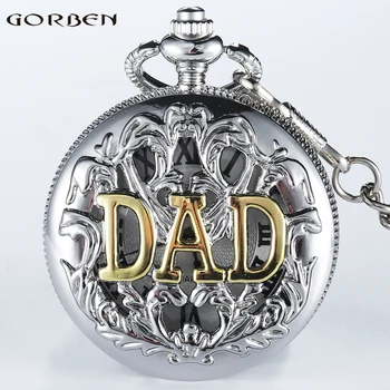 New Luxury Hollow Silver DAD Pattern Quartz Pocket Watches Roman Number Dial Hot Selling Men's Fob Watches Father's Best Gifts
New Luxury Hollow Silver DAD Pattern Quartz Pocket Watches Roman Number Dial Hot Selling Men's Fob Watches Father's Best Gifts