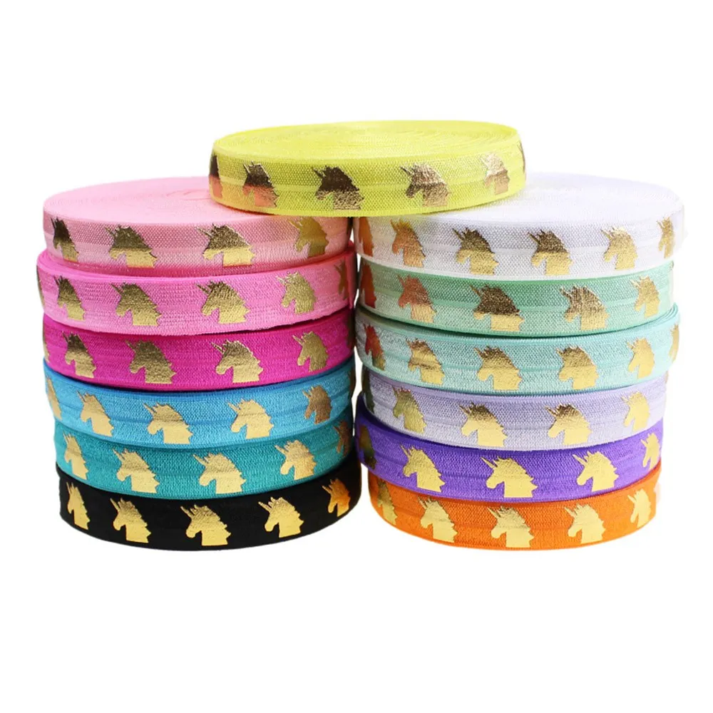 5/8" 16mm 10 yards/lot gold foil unicorn Print Fold Over Elastic FOE for Ponytail Holder Bracelet free shipping
5/8" 16mm 10 yards/lot gold foil unicorn Print Fold Over Elastic FOE for Ponytail Holder Bracelet free shipping