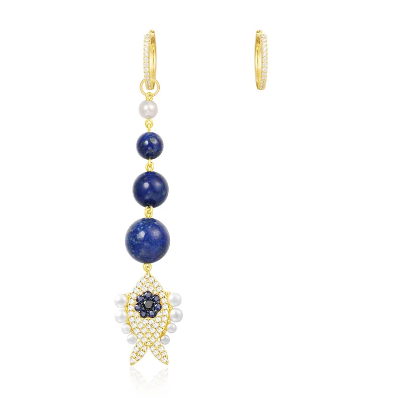 SLJELY 925 Sterling Silver Asymmetric Yellow Gold Color Lucky Eye Navy Blue Fish Earrings with Pearl Stones Women Monaco Jewelry
SLJELY 925 Sterling Silver Asymmetric Yellow Gold Color Lucky Eye Navy Blue Fish Earrings with Pearl Stones Women Monaco Jewelry