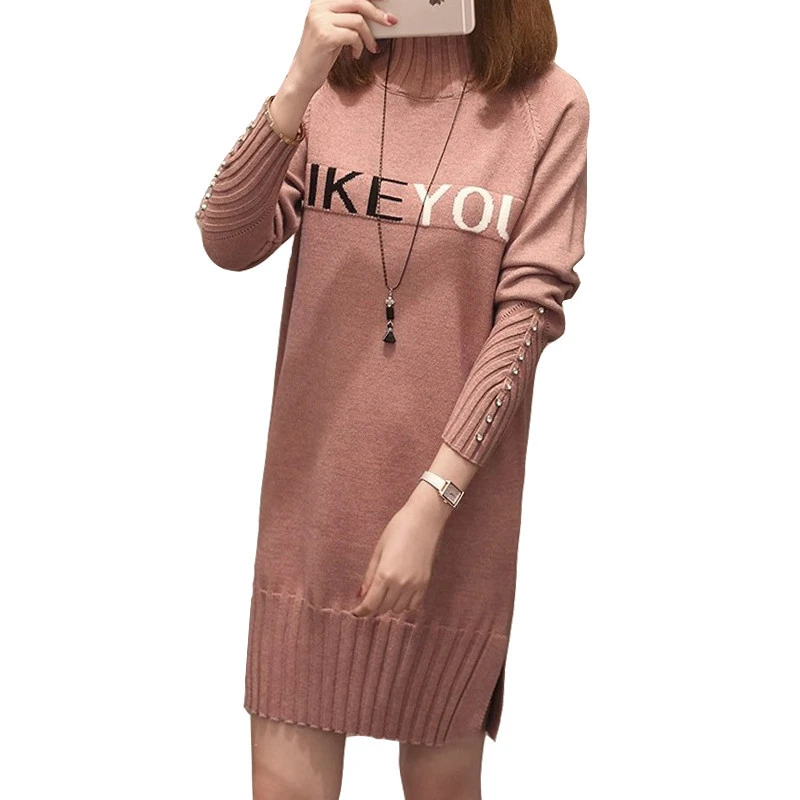 Autumn Winter Sweater Knitted Dress Women Fashion Beading Slim Elastic Turtleneck Sweater Dress Long Sleeve Sexy Ladies Dresses
Autumn Winter Sweater Knitted Dress Women Fashion Beading Slim Elastic Turtleneck Sweater Dress Long Sleeve Sexy Ladies Dresses