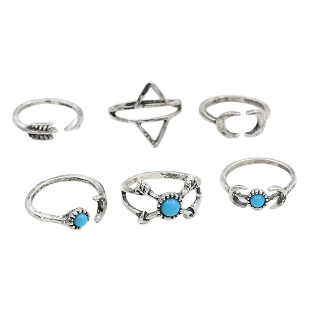 6pcs Vintage Joint Knuckle Ring Ethnic Antique Nail Set for Hands Decoration (Silver) | Украшения и аксессуары