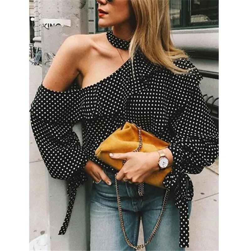 Fashion Women Polka Dot Blouses Casual Lady Loose Chiffon Long Sleeve Shirts Blouse Tops Shoulderless Ruffles Halter Shirts
Fashion Women Polka Dot Blouses Casual Lady Loose Chiffon Long Sleeve Shirts Blouse Tops Shoulderless Ruffles Halter Shirts