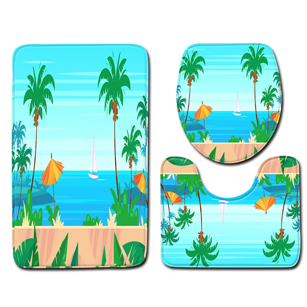 3pcs Bathroom Mat Set Beach Coconut tree Pattern Bath Mat Non-Slip Bathroom Rug Soft Foam Toilet Mat and Bath Rug Sets home deco
3pcs Bathroom Mat Set Beach Coconut tree Pattern Bath Mat Non-Slip Bathroom Rug Soft Foam Toilet Mat and Bath Rug Sets home deco