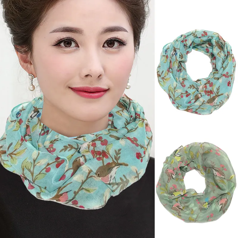 Women Retro Trees Birds Print Scarf Round Ring Neck Lady Soft Viscose Scarves TT@88
Women Retro Trees Birds Print Scarf Round Ring Neck Lady Soft Viscose Scarves TT@88