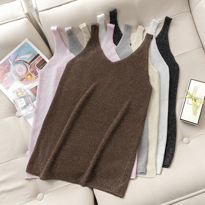 2019 Summer Sexy Women V-Neck Knitted Tank Tops Vest Strappy Sleeveless Vest Casual Tshirt Women Female Solid Fitness Sweater
2019 Summer Sexy Women V-Neck Knitted Tank Tops Vest Strappy Sleeveless Vest Casual Tshirt Women Female Solid Fitness Sweater