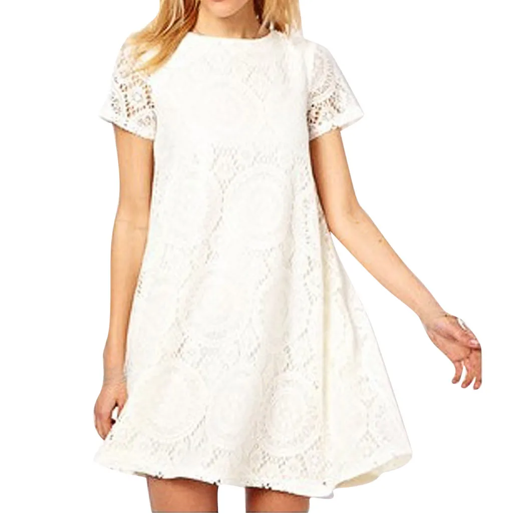 Fashion Women Sexy Plus size Solid Short Sleeve O-Neck Lace Hollow out Dress S-5XL Support Wholesale And Dropship
Fashion Women Sexy Plus size Solid Short Sleeve O-Neck Lace Hollow out Dress S-5XL Support Wholesale And Dropship