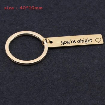 Engraved You Are Alright Fashion Stainless Steel Keychain Suitable For Everyone Unisex Holder Trendy Gift Key Tag
Engraved You Are Alright Fashion Stainless Steel Keychain Suitable For Everyone Unisex Holder Trendy Gift Key Tag