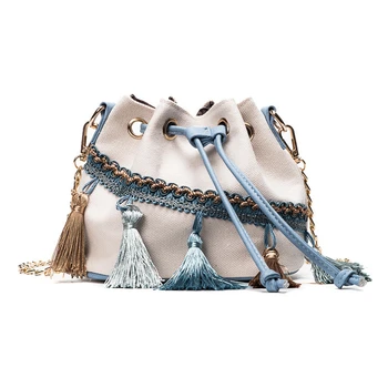 New Women Canvas Bucket Bags Handbag Fashion Chain Shoulder Bag Ladies Black White Vintage Tassels Messenger Bags Female
New Women Canvas Bucket Bags Handbag Fashion Chain Shoulder Bag Ladies Black White Vintage Tassels Messenger Bags Female