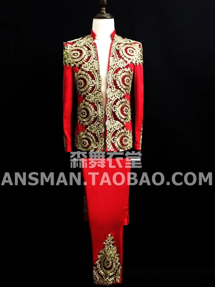 New Arrived Luxury Nightclub Male Singer DJ Presided Over The Court Baroque Gold Red White Embroidered Suit Costume Jacket
New Arrived Luxury Nightclub Male Singer DJ Presided Over The Court Baroque Gold Red White Embroidered Suit Costume Jacket