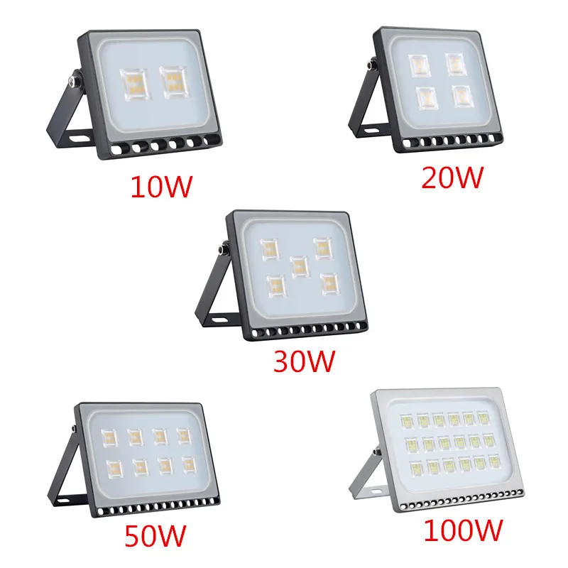 

1PCS Ultrathin LED Flood Light 10W 20W 30W 50W 100W IP65 220V LED Spotlight Refletor Outdoor Lighting Wall Lamp Floodlight