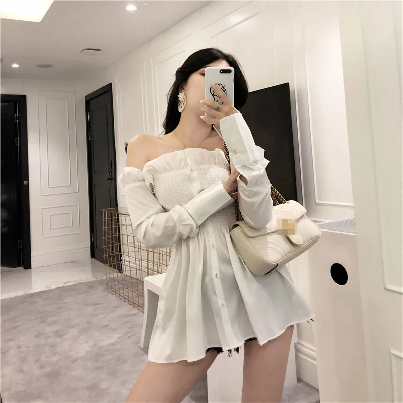 autumn sexy style Women's Clothing Blouses slash neck Slim fit shirts chic fashion woman off shoulder tops vestidos femininos
autumn sexy style Women's Clothing Blouses slash neck Slim fit shirts chic fashion woman off shoulder tops vestidos femininos