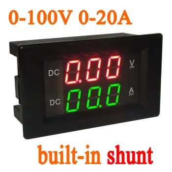 DC 0-100V 20A Built-in Shunt Voltage Current Meter Digital LED Dual display Voltmeter Ammeter 12V 24V battery car
DC 0-100V 20A Built-in Shunt Voltage Current Meter Digital LED Dual display Voltmeter Ammeter 12V 24V battery car