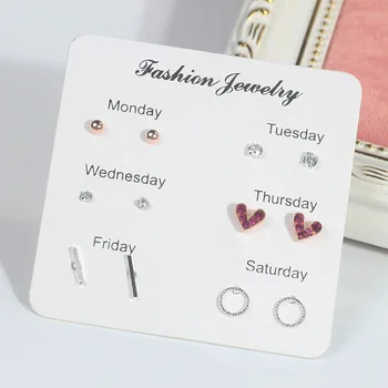 6 Pairs/set, 2019 New Earrings for Women Stars Heart Crytal Cute Earrings Fashion Jewelry Monday To Saturday 6 Pairs Earrings
6 Pairs/set, 2019 New Earrings for Women Stars Heart Crytal Cute Earrings Fashion Jewelry Monday To Saturday 6 Pairs Earrings