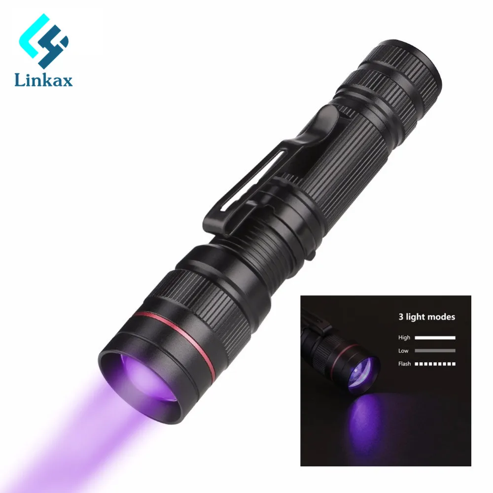 Zoomable Ultra Violet LED Light UV 395nm Led UV Flashlight Torch Purple Flashlight Lamp AA Battery For Marker Checker Detection
Zoomable Ultra Violet LED Light UV 395nm Led UV Flashlight Torch Purple Flashlight Lamp AA Battery For Marker Checker Detection