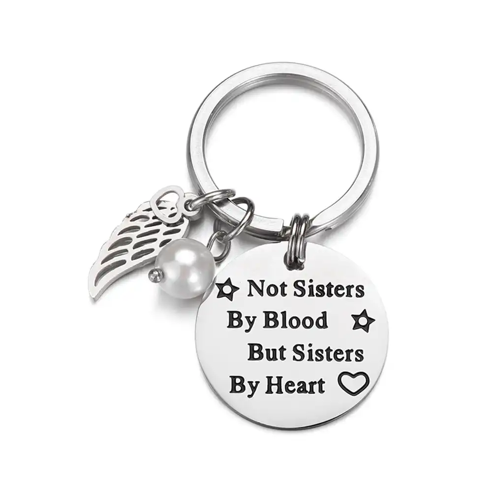 best friends keychain stainless steel keyring 