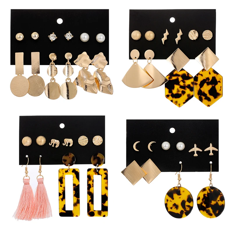 Fashion Gold Color Geometric Earring Set For Women Pearl Long Tassel Circle Korean Women Stud Earrings Set Jewelry 2019 New
Fashion Gold Color Geometric Earring Set For Women Pearl Long Tassel Circle Korean Women Stud Earrings Set Jewelry 2019 New