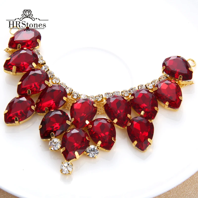 4.5x10cm Gold Base Strass Sewing On Rhinestones Red Applique For Party Dress Decoration
4.5x10cm Gold Base Strass Sewing On Rhinestones Red Applique For Party Dress Decoration