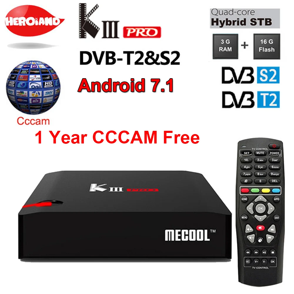 DVB-T2 DVB-S2 KIII PRO 3+16GB Android 7.1 Tv Box with 1 year Europe cline free Arabic French US UK Italy Africa European server
DVB-T2 DVB-S2 KIII PRO 3+16GB Android 7.1 Tv Box with 1 year Europe cline free Arabic French US UK Italy Africa European server