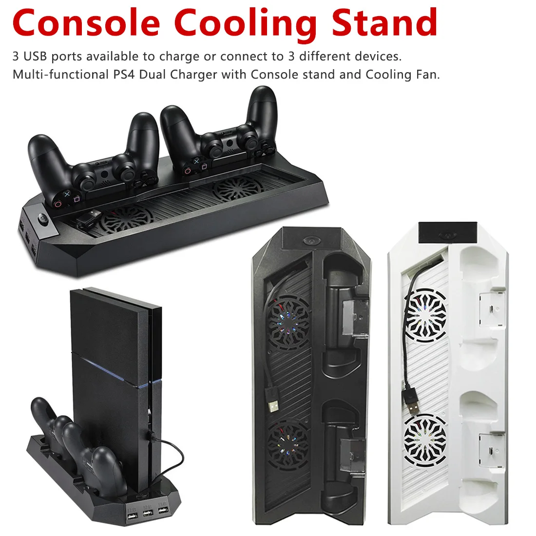 PS4 2 In 1 Vertical Stand with Dual Controller Charging Station Dock HUB Port Cooling fan for Play Station
PS4 2 In 1 Vertical Stand with Dual Controller Charging Station Dock HUB Port Cooling fan for Play Station