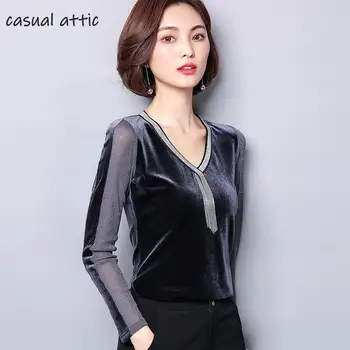 Autumn Velvet Womens Tops And Blouses High Quality Fashion 2019 Elegant Sexy Long Sleeve V Neck Mesh Shirt Plus Size M-xxxl
Autumn Velvet Womens Tops And Blouses High Quality Fashion 2019 Elegant Sexy Long Sleeve V Neck Mesh Shirt Plus Size M-xxxl