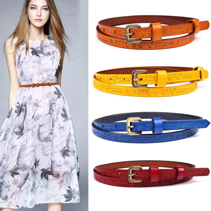 2019 New Yellow Red Black Thin Genuine Leather Dress Belt Womens Floral Carved Vintage Pin Buckle Belts for Women Ceinture Femme
2019 New Yellow Red Black Thin Genuine Leather Dress Belt Womens Floral Carved Vintage Pin Buckle Belts for Women Ceinture Femme