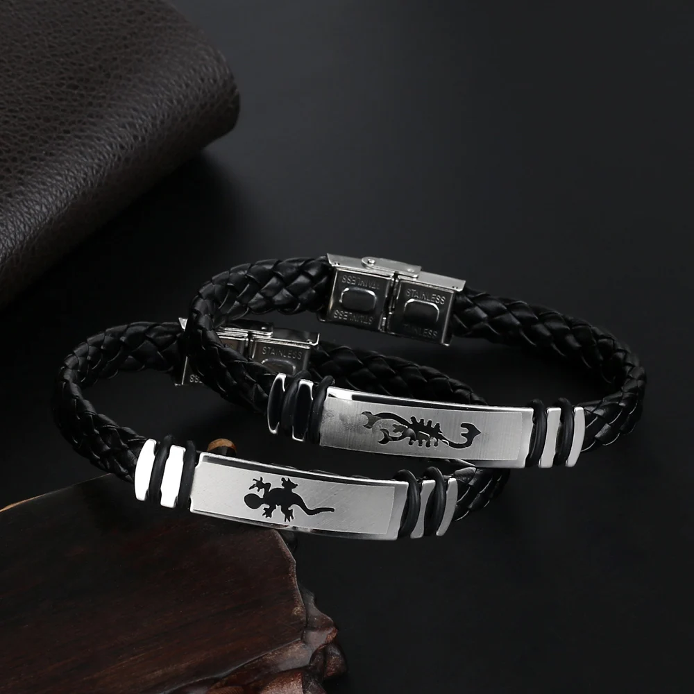New Fashion Creative Simple Classic Hand Woven Titanium Steel Bracelet Personality Scorpion Gecko Man Leather Bracelet Jewelry
New Fashion Creative Simple Classic Hand Woven Titanium Steel Bracelet Personality Scorpion Gecko Man Leather Bracelet Jewelry