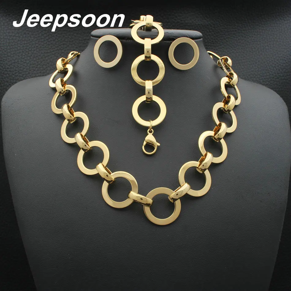 Newest Stainless Steel fashion Jewelry Gold color Necklace Bracelet stud earrings sets for women SFXFALDB
Newest Stainless Steel fashion Jewelry Gold color Necklace Bracelet stud earrings sets for women SFXFALDB