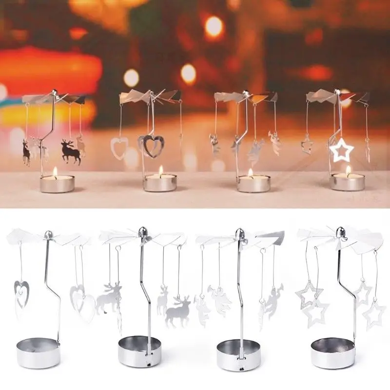 Multi-shape Romantic Spinning Rotary Metal Carousel Tea Light Stand Candle Holder Christmas Decoration Color Sliver
Multi-shape Romantic Spinning Rotary Metal Carousel Tea Light Stand Candle Holder Christmas Decoration Color Sliver
