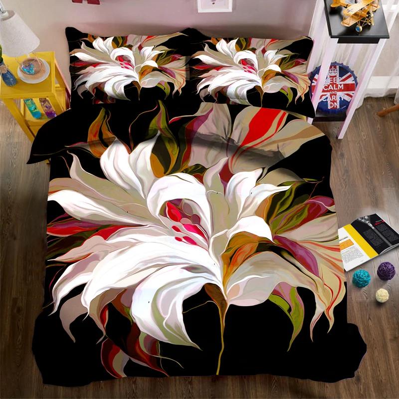 An artistic flower on a black background 3d effect photo bed linen can be customized photo pattern
An artistic flower on a black background 3d effect photo bed linen can be customized photo pattern