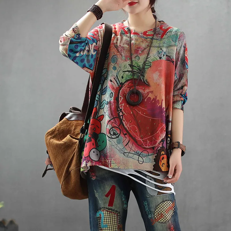 Hot Spring Summer Sweater Women Retro Loose Pullovers Knitting Top O-neck Print Pattern Blended Ladies Streetwear Casual Sweater
Hot Spring Summer Sweater Women Retro Loose Pullovers Knitting Top O-neck Print Pattern Blended Ladies Streetwear Casual Sweater