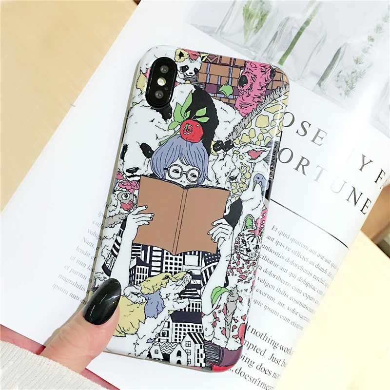 Girl with Panda iPhone XS case 7 8 plus XR XS max (2)